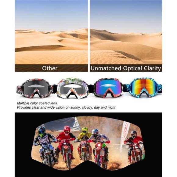 SPOSUNE Dirt Bike ATV Goggles UV400 Motorcycle Goggles for Men Women Youth - Picture 5 of 7